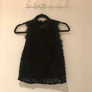 Zara Black Lace High Neck Tank Top